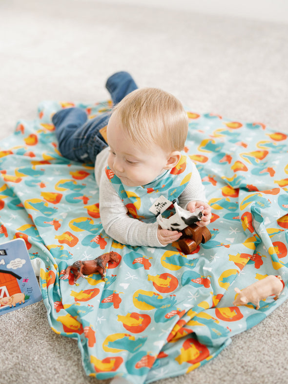 Farm Animal Swaddle + Toddler Blanket