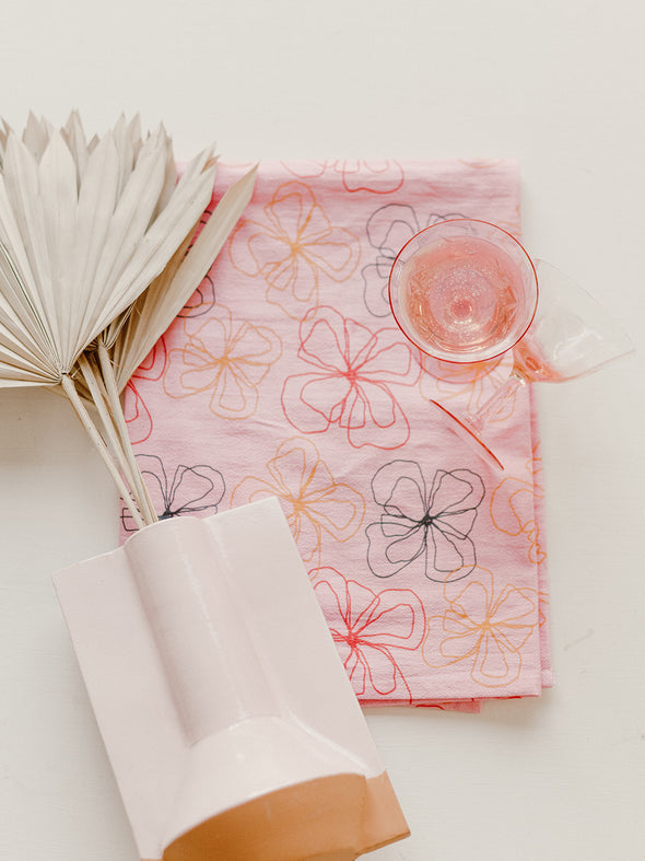 Line Floral Full Pattern - Flour Sack Towel