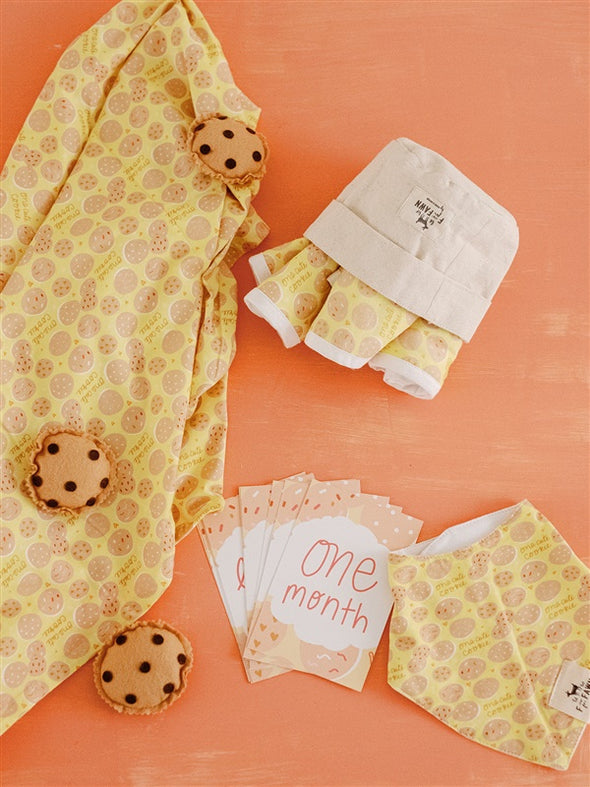 One Cute Cookie Burp + Swaddle Bundle (Flour Sack Burp Cloths)
