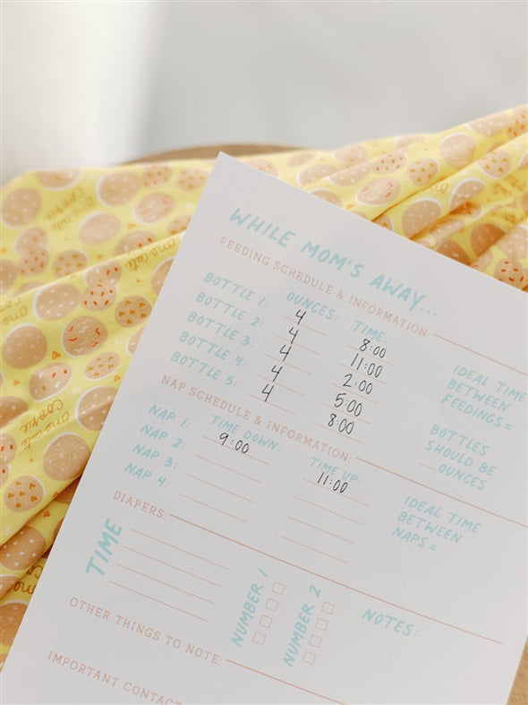 While Mom's Away Schedule Printable - Digital Download