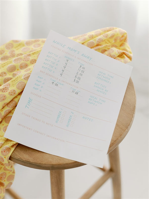 While Mom's Away Schedule Printable - Digital Download