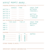 While Mom's Away Schedule Printable - Digital Download